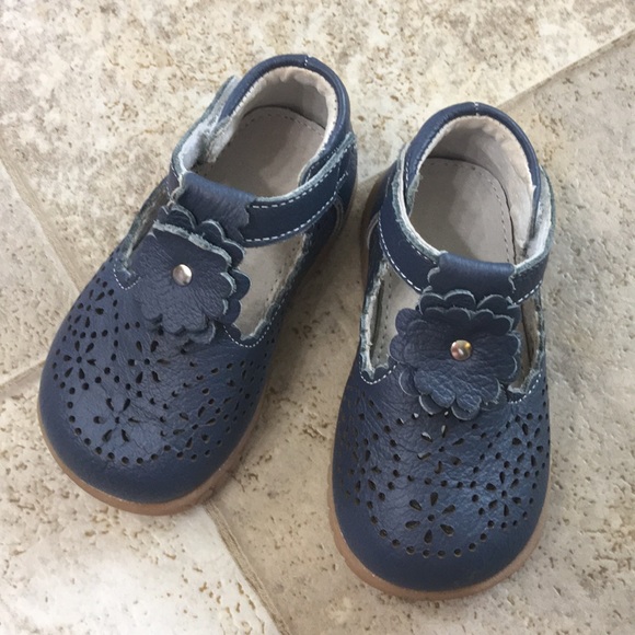 Shoes | Toddler Girls Navy Leather Tbar Flats Size 22 | Poshmark